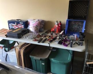 Tools, plastic bins