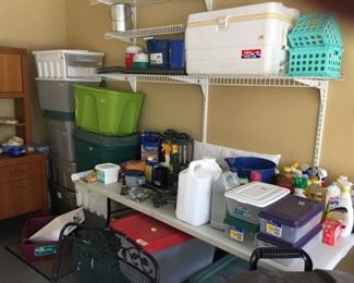 Plastic bins, household items