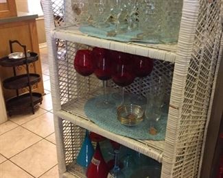 Glassware, wicker shelf
