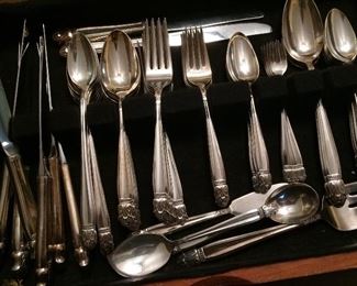 72 pc. Holmes and Edwards IS silver-plate flatware.  Danish Princess pattern (1938)
