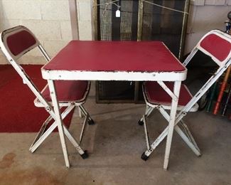 vintage kids metal table and chairs