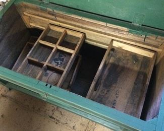 Trays inside the storage box.  Great for tools!