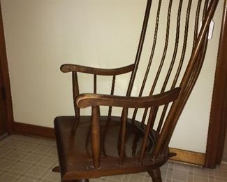 Love the curved back on this walnut Nichols and Stone Rocking chair.
