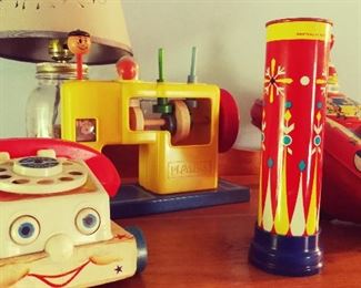 Vintage Fisher Price Rotary Phone / 1960s / 1970s Toy / Toys / Kaleidoscope/ Top / Toy Sewing Machine
