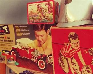 MidCentury Lunch Box / Lunch Boxes, Big T Ford Model T Children's Toy Model Car / Cars