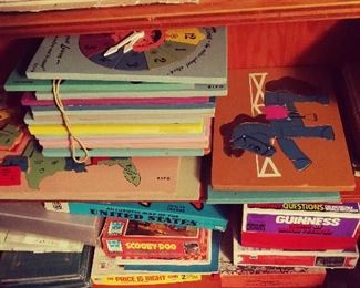 Vintage Kids' Wood Puzzles, Games