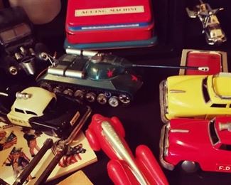 Vintage Metal Toy Police Car, Taxi, Cars, Military