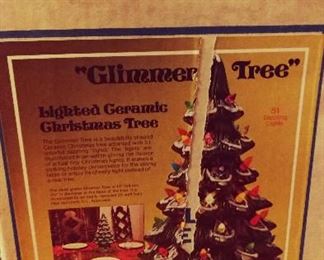 Vintage Lighted Ceramic Christmas Tree in Original Box / Holiday Decor
