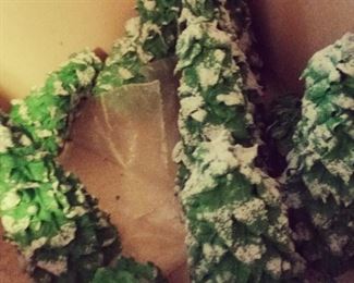 Cool Green Snow-Covered Christmas Tree Candles 