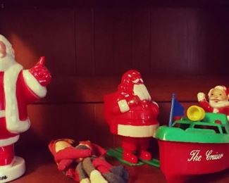 Vintage Plastic Fanny Farmer Santa, St. Nick Christmad Collection, Santa Claus Boat "The Cruiser" / Several Santas!