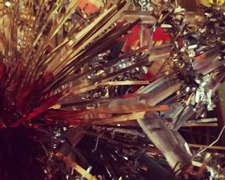 Vintage Tinsel / Holiday Tree / Decor / Silver 