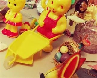 Vintage Celluloid Plastic Easter Toys / Bunnies - Much Easter Holisay Decor!