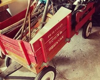 Vintage Red Wood Children's Wagon / Wagons 