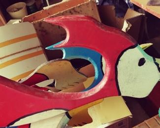 Vintage Handmade Painted Wooden Woodpecker