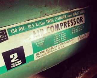 Sears 150 PSI Air Compressor Twin Cylinder 