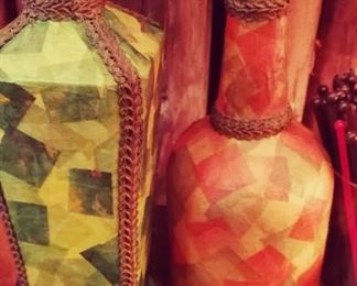 Cool 60s Decoupaged Bottles / Decor