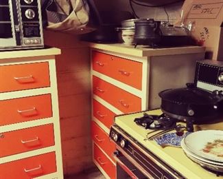 Vintage Misc Kitchenware / Kitchen / / Orange Mod Era Cabinet