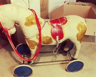 Vintage Toy Horse on Wheels