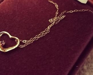 Gold Heart Necklace / Diamond