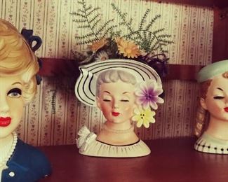 Vintage Lady Head Vases 