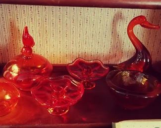 Orange Art Glass / Blenko / Swan  / Mid-century Modern / MCM