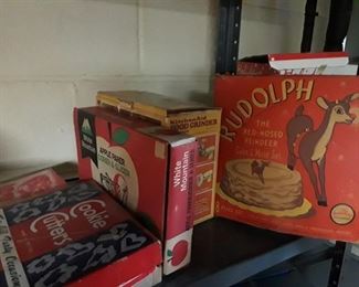Vintage Cookie Cutters / Rudolph Christmas Cake Making Kits in Box / Food Grinder / White Mountsin Apple Grinder