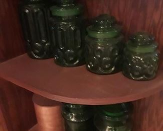 Cool Green Midcentury Cannisters / Cannister Set 