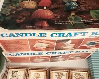 Groovy 60s Candle Craft Kit in Box / Mushroom / Mushrooms / Owl / Owls / Miniature Framed Art