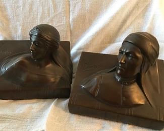 Jennings Brothers “Dante & Beatrice” bronze bookends