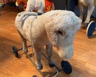 Steiff pull donkey, 18" tall