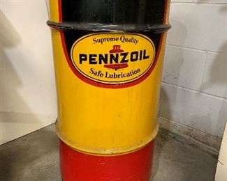 Vintage PENNZOIL Metal Drum / Can With Lid