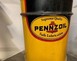 Vintage PENNZOIL Metal Drum / Can With Lid