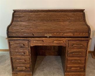 OAK CREST Solid Oak Roll Top Desk