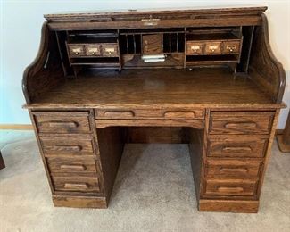 OAK CREST Solid Oak Roll Top Desk