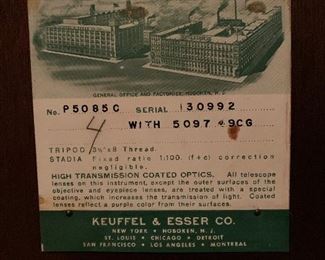 1940's K&E Surveyor's Transit with Original Wood Case