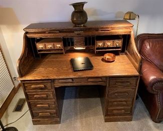 OAK CREST Solid Oak Roll Top Desk