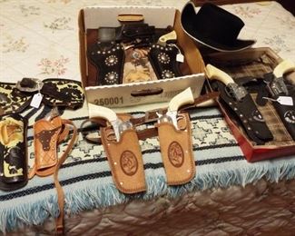 Vintage gun and holster sets
