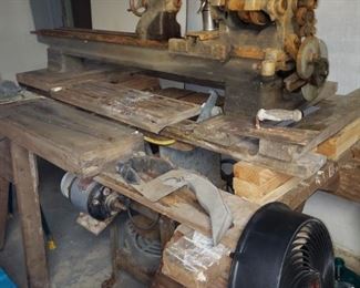 Old metal lathe and table saw