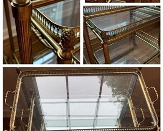 Set of 3 1960’s French
Brass Nesting Tables on Wheels w/glass tops than can be used as serving trays. 