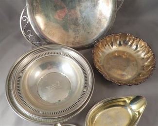 MORE SIGNED STERLING SILVER HOLLOWARE INCLUDING ARTIST SIGNED PIECES AND A VERY NICE ENGLISH STERLING PAP BOAT FROM 1805
