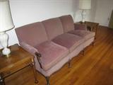 This beautiful 1950's Mohair couch is straight out of Leave it to Beaver! There are two matching chairs and an ottoman!