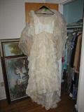 Her late 1940's wedding gown complete with the hoop slip ( I'm not kidding- the slip has actual hoops!)