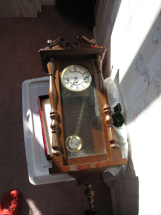 Old wind up pendulum wall clock- have not tried to put it together and get it running yet