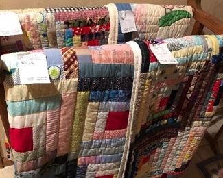 Hand pieced and quilted, twin and full quilts.