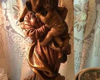 Mary and Jesus carved European