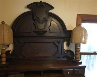Decorative Headboard and Wood Filing Cabinet
