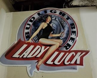 Lady Luck Bud Light Beer Sign