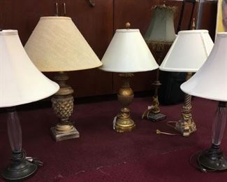 Lamps! Vintage, brass, ceramic, table, floor, swag, chandelier; large variety