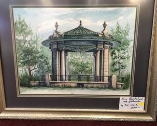 Muny bandstand, 1979 watercolor by Del Dace, St. Louis artist (d. 2019)