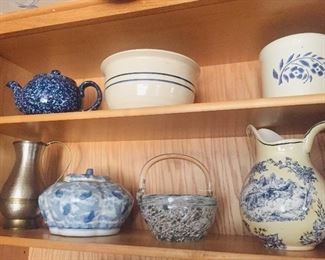 blue and white stoneware